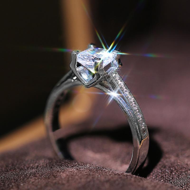 

Wedding Rings Classci Forever Women's 4 Bride Jewelry Gifts Luxury Zircon Silver Color Wholesale Girls Jewellery KAR085, Slivery;golden