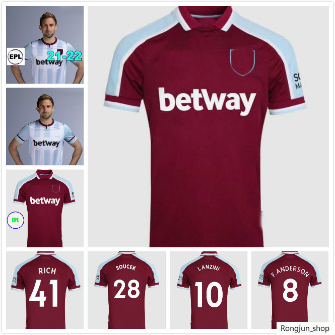 

21 22 West Soccer Jerseys Ham 2021 2022 United Home Away YARMOLENKO LANZINI NOBLE BOWEN ANTONIO Football Shirt FORNALS CRESSWELL Jersey, Black;yellow