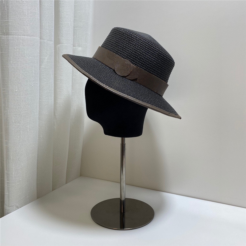 

Hot Men Women Straw Hats High Quality Fashion Classic Breathable Flat Hat Pure Color Fitted Casual Sun-resistant Leather Decorative Cap, Make up the different price