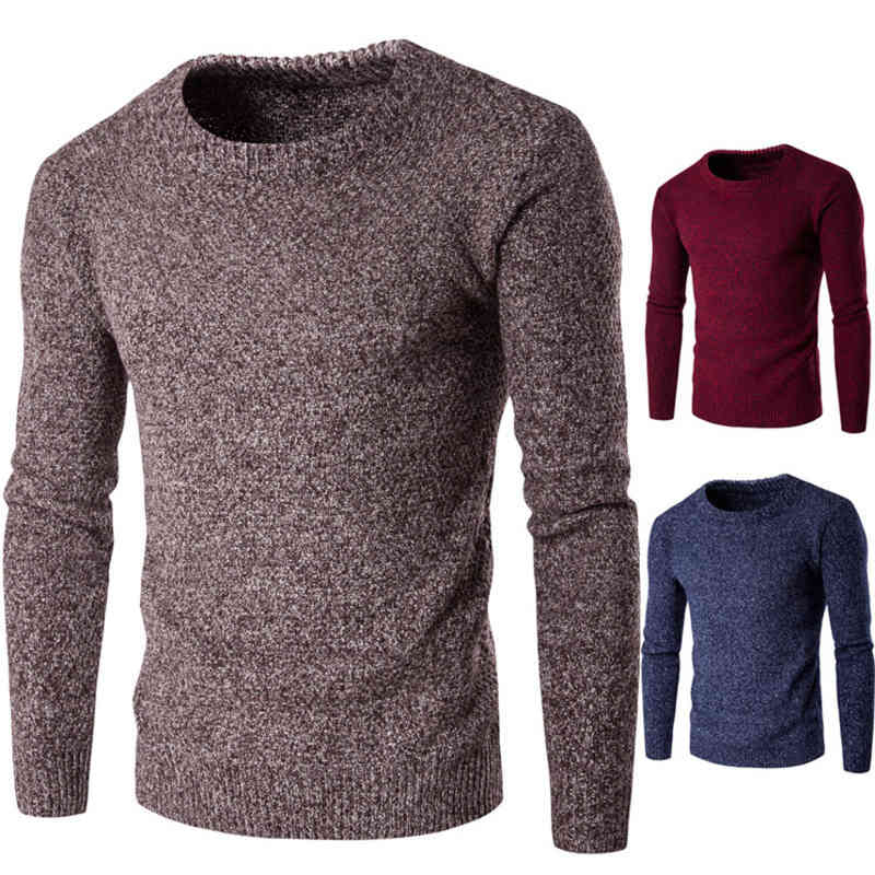 

2019 men's thick thread thickened warm spring and autumn sweater y258, Navy blue