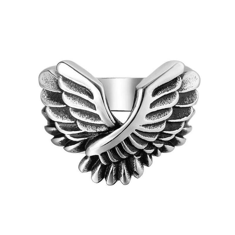 

Cluster Rings Freedom Angel Wing Ring Punk 316L Stainless Steel Biker For Men Jewelry Drop Store
