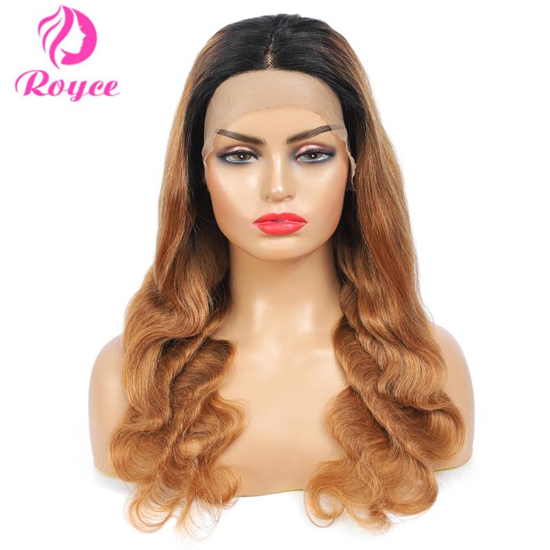 

Royce Hair T Part Lace Front Wigs 1B/30 Orange Brazilian Body Wave Human Hair Wigs 180% Density Remy Pre Plucked, As pic