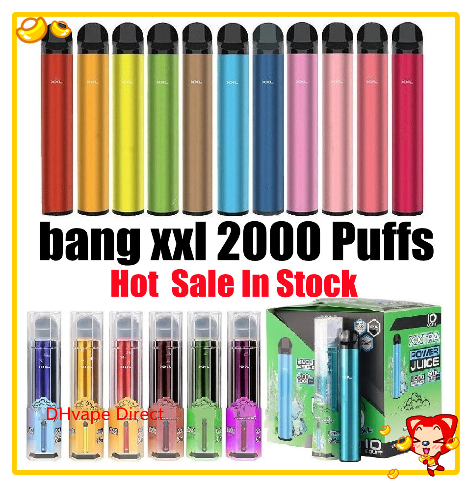 

Bang XXL DHvape Disposable Vapes XXtra Pen Kit 6% Nic Device 2000 Puffs E-cigarettes 6ml 800mAh Battery Pods Vapors VS Puff Bar Plus XL Randm Dazzle Pro