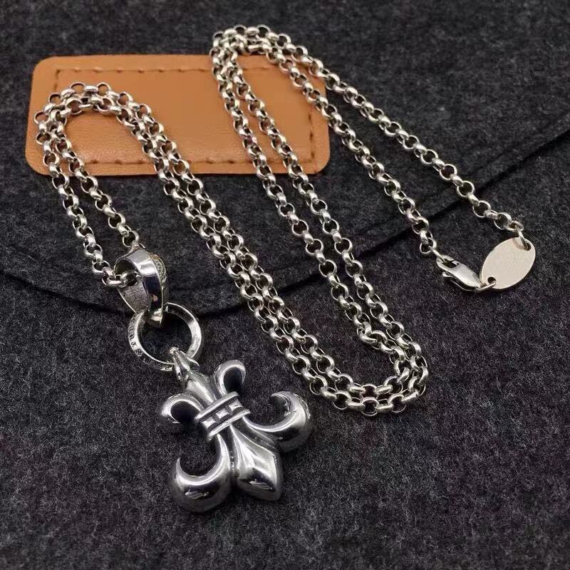 

Croquet diamond necklace net red personality trend scout Flower Pendant Chain Thai silver old style