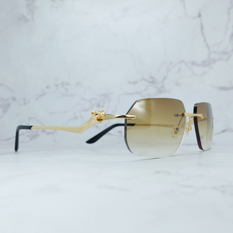

Polygon Sunglasses Men Decoration Rimless Carter Panther Stylish Sunglass Vintage Shades Eyewear Retro Sun Glasses