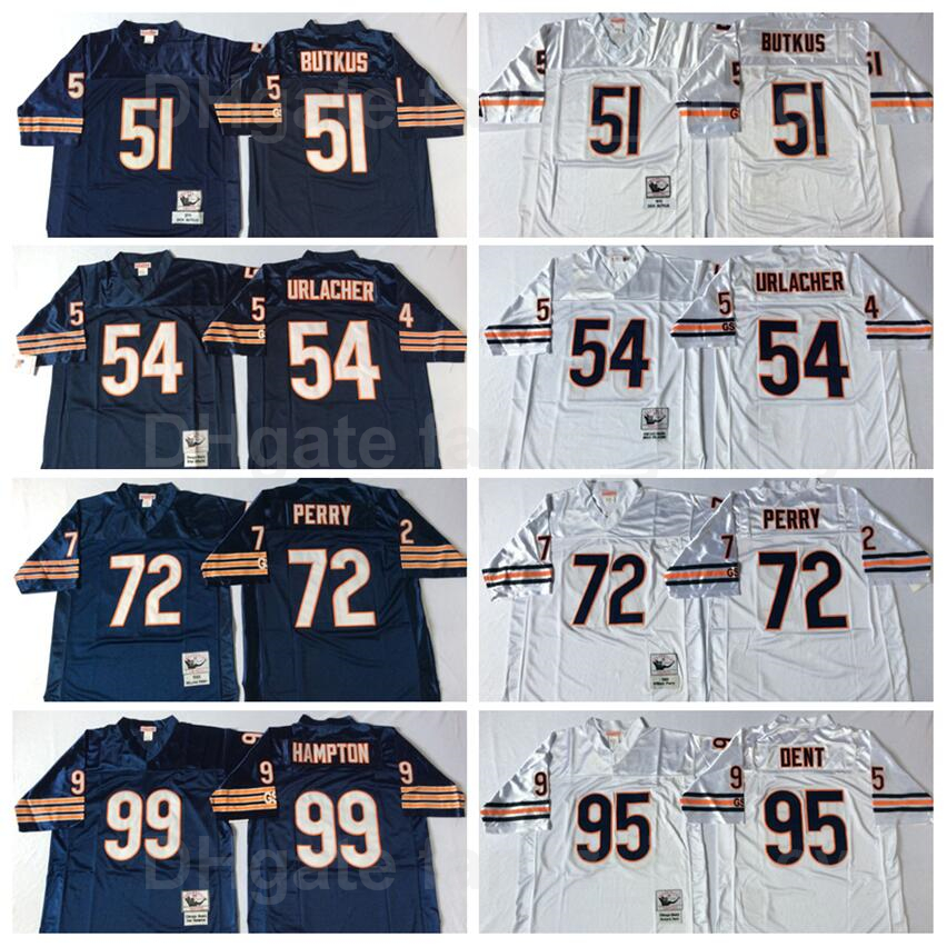 

NCAA Retro Football Vintage 54 Brian Urlacher Jersey 51 Dick Butkus 99 Dan Hampton 95 Richard Dent 72 William Perry All Stitched Sport, White