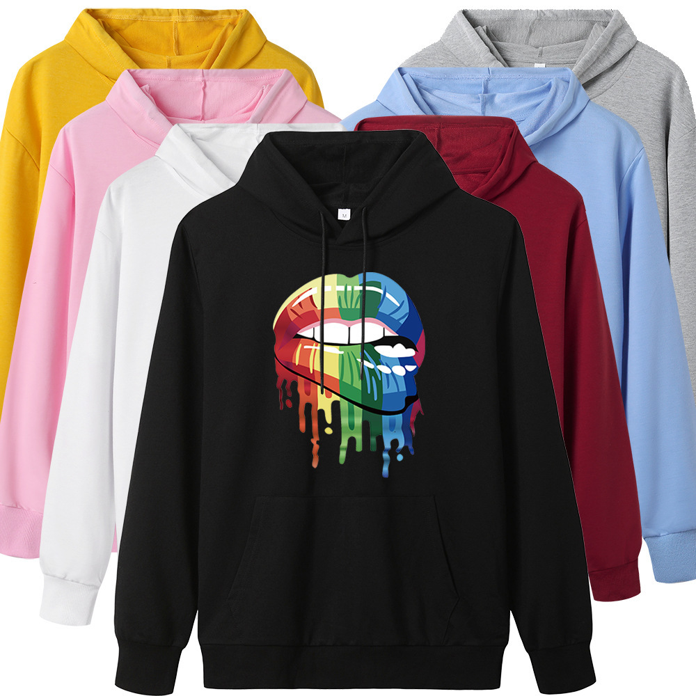 

2021 New Print Graffiti Sexy Lips Hoodies Women Autumn Clothes Pullover Long Sleeve Oversized Hoodie Black Pink Lady Hoody Tops Bn51, Sky blue
