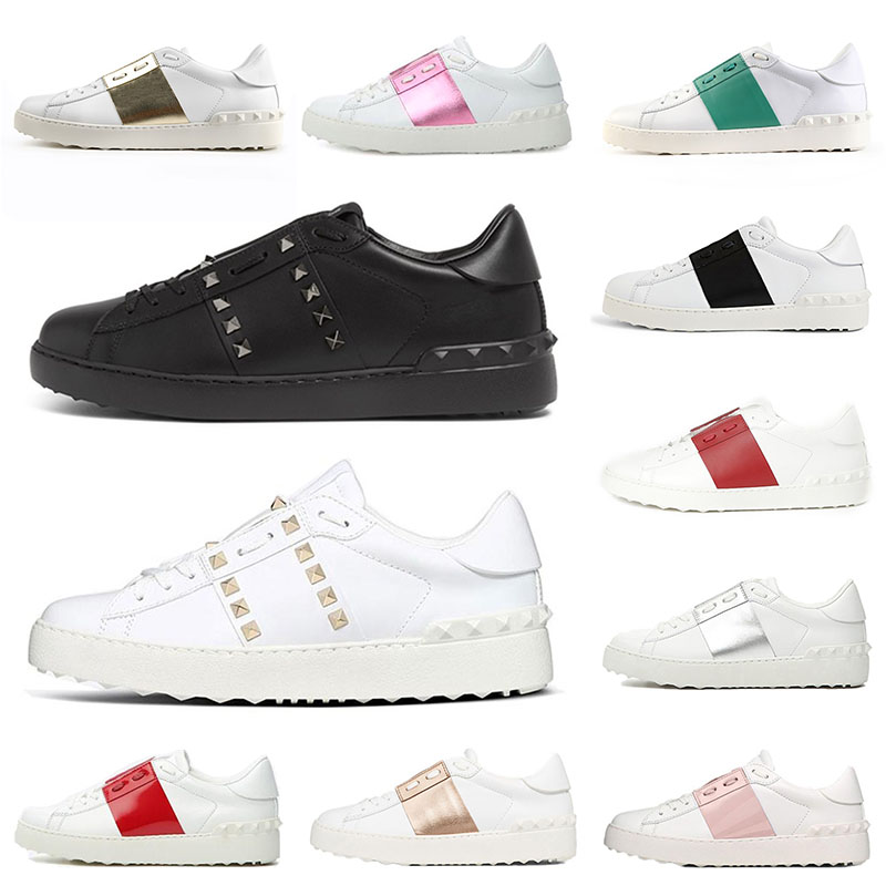 

Original Luxurys Designers Dress Shoes For Men Women All Blacks Spikes White Red Pink Mens Womens Fashion Sneakers Comfortable Trainers Size 35-46, Color # (12) 35-46