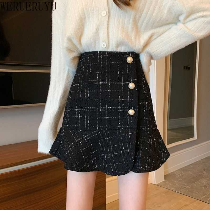 

WERUERUYU girl Plaid High Waist Mermaid Skirts Women Streetwear Cotton Short Skirts Chic Vintage Style Ladies Bottoms Autumn 210608, Photo color