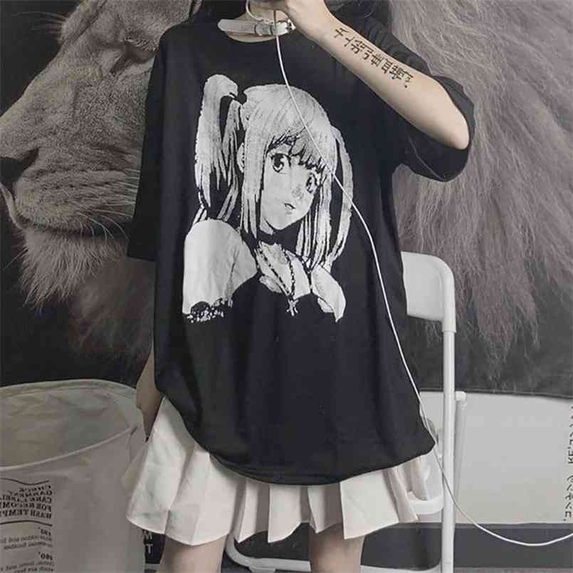 

Anime Graphic T Shirts Women Summer Japanese Style Alt Clothes Aesthetic E Girl Top Mujer MINGLIUSILI Black Goth Tee Shirt 210708, Black481