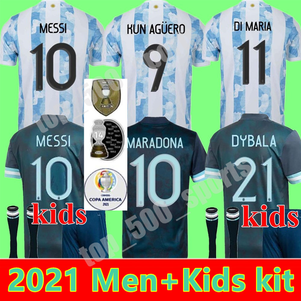 

2021 Argentina MARADONA MESSI Soccer Jerseys 21 22 Home Away KUN AGÜERO DI MARIA LO CELSO MARTINEZ CORREA Football jersey shirt men kids Boys Youth sets uniforms, Home kids