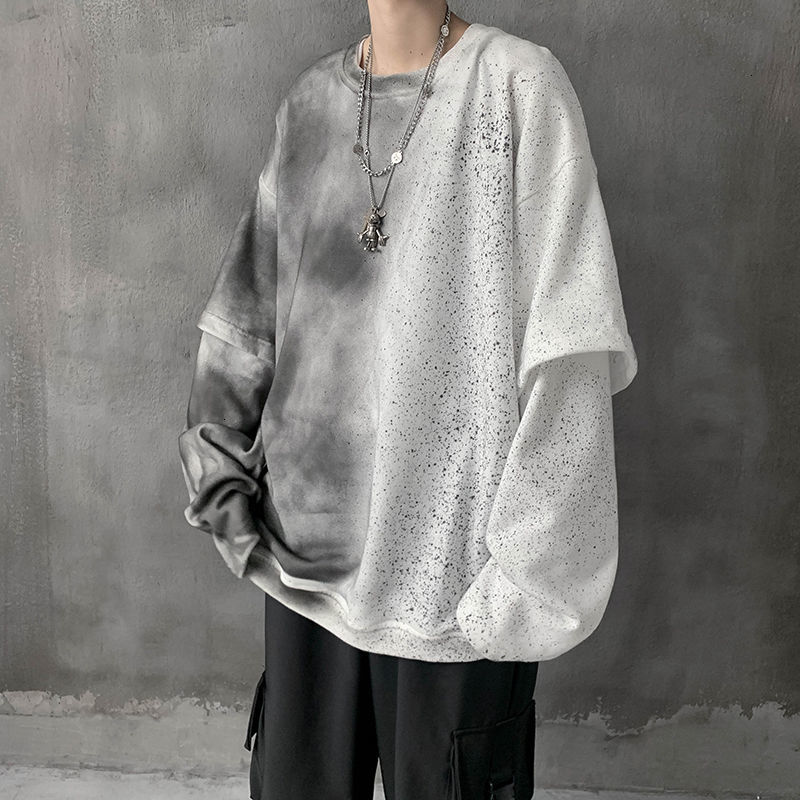 

2021 New Tie-dye Hoodie Men's Fashion Retro Casual Fake Two-piece Sweatshirt Men Streetwear Hip-hop Pullover Hoodies Mens 0c5s, Picture color
