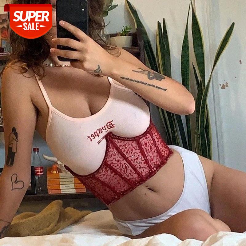 

hirigin Mesh Sequins Lace Up Corselet Bustier Women Sexy Irregular Cut All-Match Streetwear 2021 Club Activity Crop Tops #il43, White