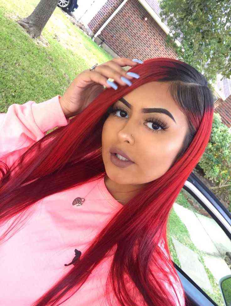 

Ombre Color Bug Straight Human Hair Wigs Pink Red Brazilian Hair Density 180% wig Pre Plued hairline 4* 4 Human Hair Lace Front Wigs2