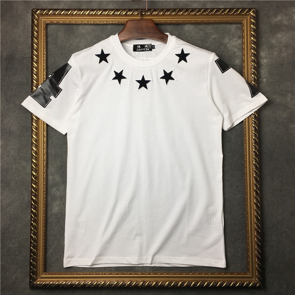 

2021 New Barrett Men's 100% Cotton Embroidery Star Print Short-sleeved T-shirt Style |2191001529 Yquz, White