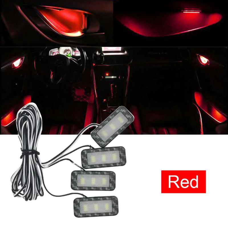 

Interior&External Lights 4pcs/set Easy Install Waterproof Plastic Armrest Universal Decorative LED Atmosphere Door Handle Interior Car Inner