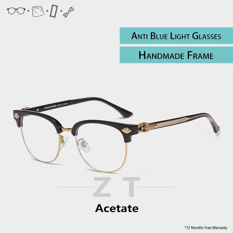 

Fashion Sunglasses Frames Clear Acetate Glasses For Men Half Rim Frame Retro Square Myopia Blue Light Womens Eyeglasses Transparent