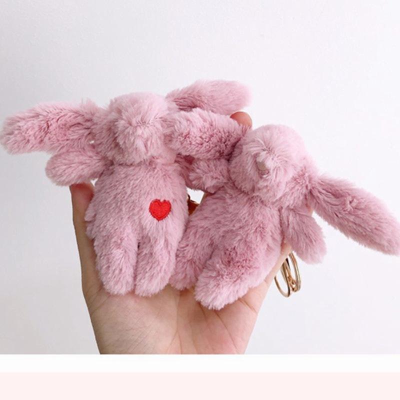 

Keychains Car Keychain Lovers Bags Hanging Male Female Quality Plush Gift Genuine Mini Fluffy Suit Pendant Birth