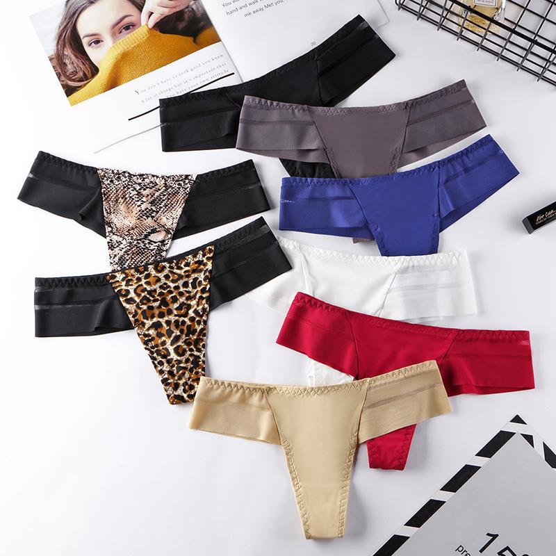 

Women's Panties 8 Pcs Seamless Underwear For Woman Sexy Lingerie Sport Lady G-string Female Ice Silk Thongs Wholesale BANNIROU, Black;pink
