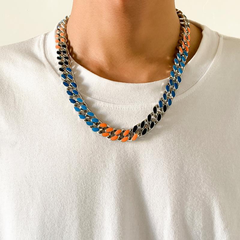 

Chains IngeSight.Z Hip Hop Colorful Miami Curb Cuban Chain Choker Necklaces Goth Gothic Chunky Thick For Women Men Jewelry