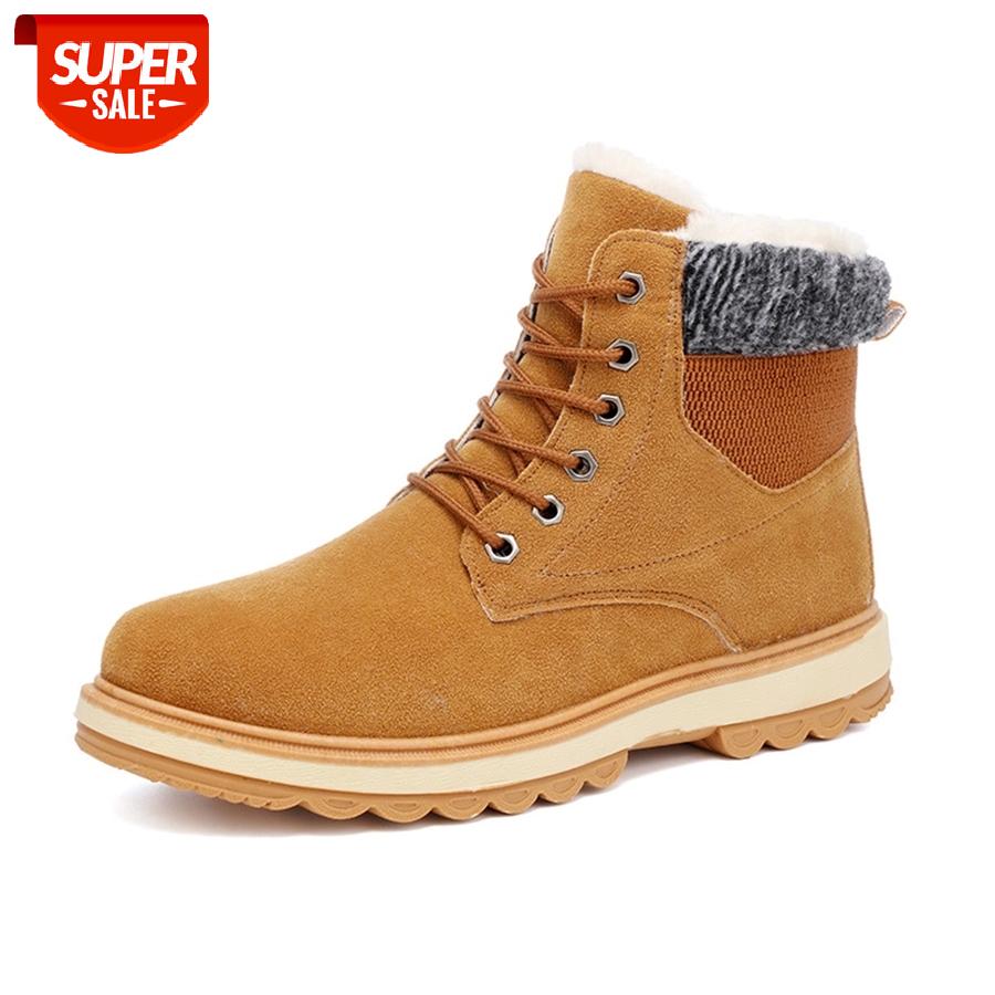 

Winter Men's Boots Casual Plus Velvet Warm Cotton Shoes 2019 New Fashion Men's Snow Boots Vintage Ankle #I76X