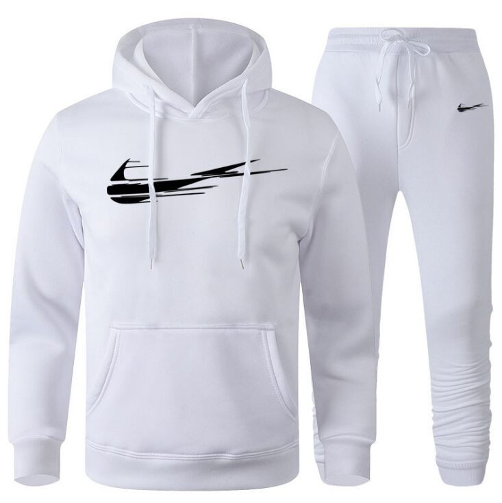 

2021 Winter Men Clothing Sets Printing Hoodie Set Fleece Cotton Tracksuits Sweatshirt Casual Sport Sweatpants Mens 21 Color, Gray