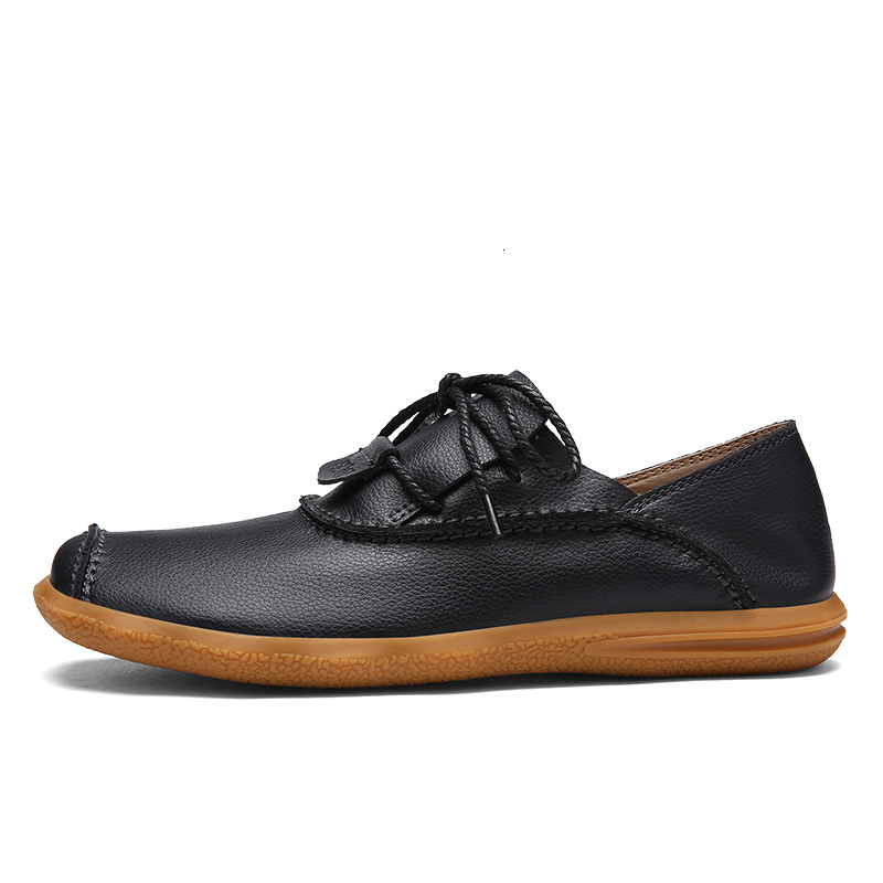 

dress shoes mvvt quality men leisure split leather loafers super soft flats casual u2an, Black