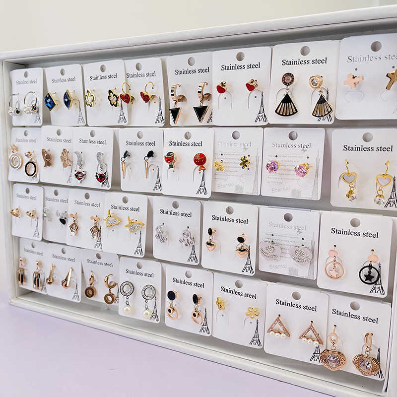 

20 Pairs/Lot Wholesale Stainless Steel Stud Earrings Designs For Girls and Women 210610