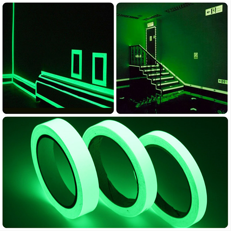 

3pieces/lot 1pcs luminous fluorescent night self-adhesive glow in the dark sticker tape safety security home decoration warning tape 2016