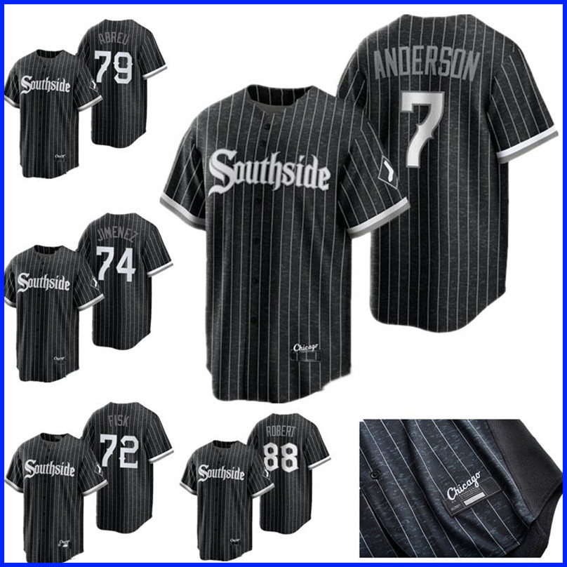 

Southside Chicago 2021 Tim Anderson White Sox City Connect Jersey Jose Abreu Yermin Mercedes Nick Madrigal Eloy Jimenez Michael Kopech Yoan, Blue;black