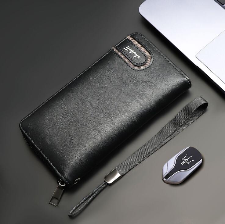

Factory wholesale men wallet handbag simple casual leather mens walletes business leathers long storage walletss zipper leatherss fashion menss wallets, Deep brown(boutique box)