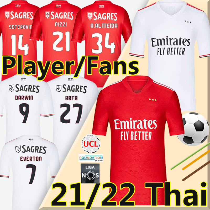 

21/22 Fans Player Version Soccer Jerseys PIZZI RAFA SEFEROVIC WALDSCHMIDT DARWIN Camisola de futebol JOAO FELIX VINICIUS men kids kit 2021 football shirt, 20-21 away kids
