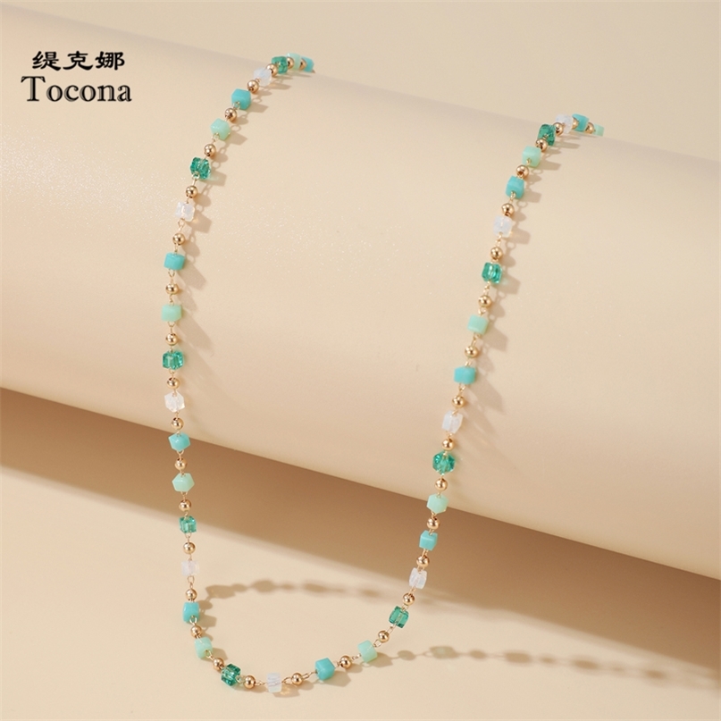 

Tocona Bohemian Colorful Bead Chain Choker Necklace for Women Charm Handmade Party Jewelry Drop naszyjnik 14026 210721