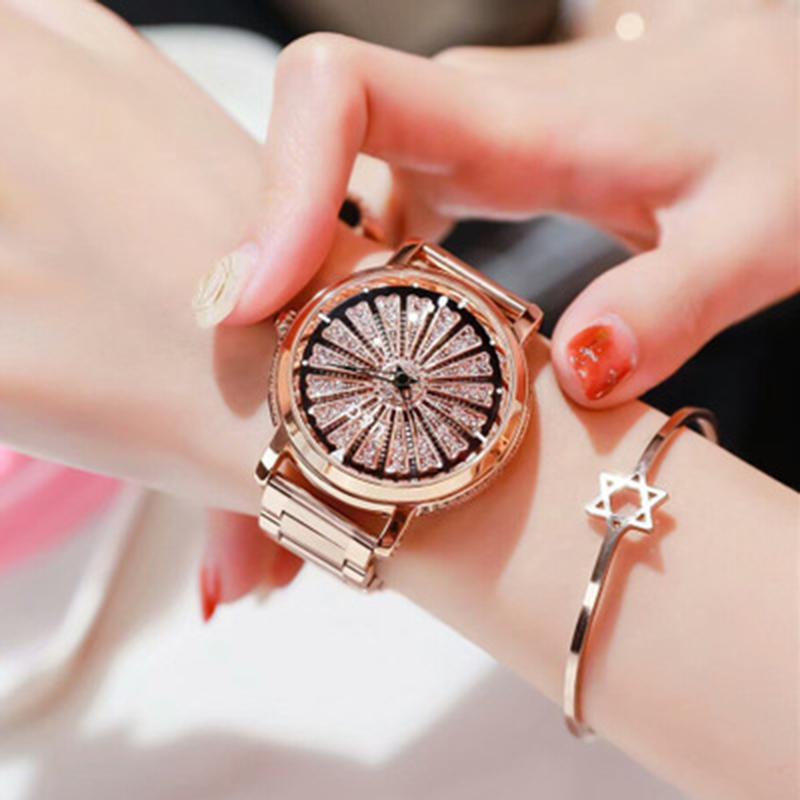 

Wristwatches Fashion Women Watches Stainless Steel Watch Imported Movement Waterproof Women's Wrist Ladies Clock, Coffee color