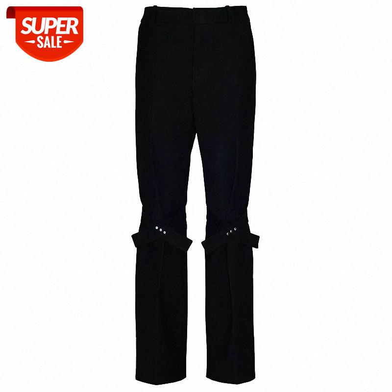 

bv lace pants vibe style loose straight knee straps adjustable trousers fabric casual men #Gu4A, Black