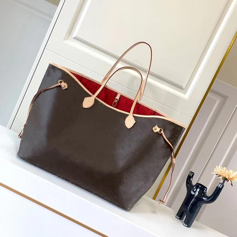 

Tote Bags 2021 High quality Shopping bag Leather Handbags Luxury Designer Loius Viuton fashion women's shoulder Handbag Classic wallet, 3# classic old flower + red inside