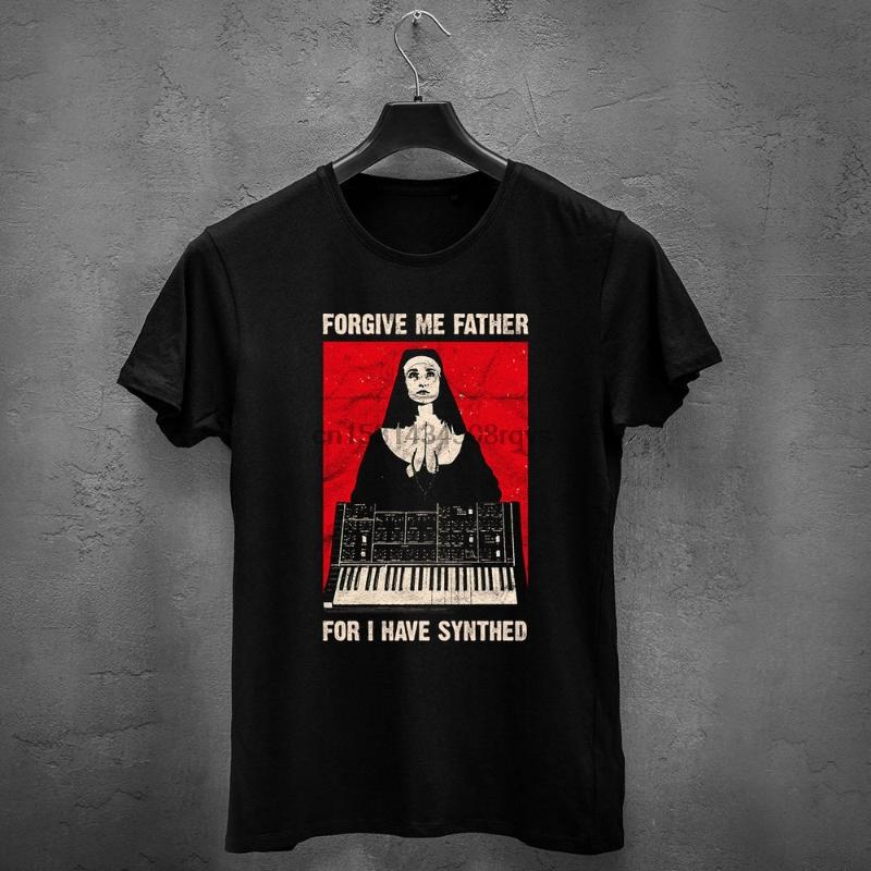 

Men's T-Shirts Forgive Me Father For I Have Synthed Vintage Analog Synthesizer Retro Synth Studio Gear T Shirt, Yw