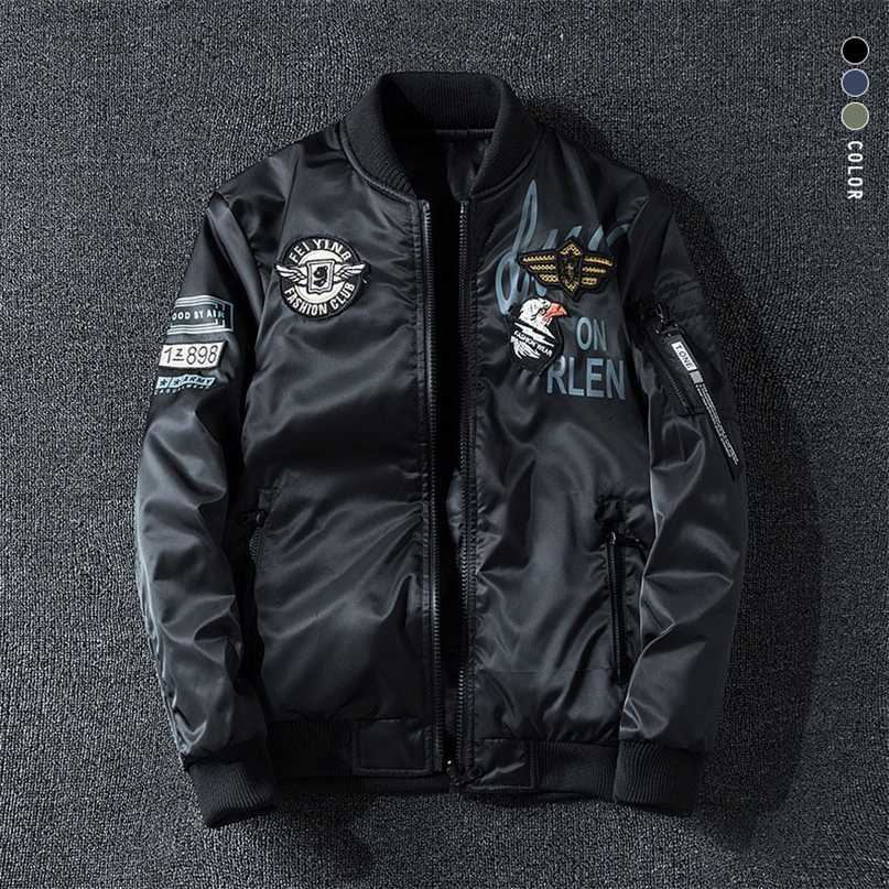 

Mens Bomber Jacket Coat Male Both Sides Wear Embroidery Oversized 7XL Casual Pilot Streetwear Men Brand Clothing AYB3 211110, B05 army green