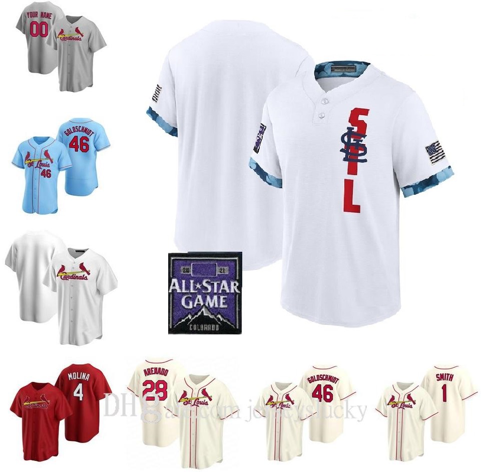 

Men Women youth 2021 All-Star Game Baseball Jersey St. Louis Cardinal 46 Paul Goldschmidt 4 Yadier Molina 1 Ozzie Smith 25 Dexter Fowler, As pic