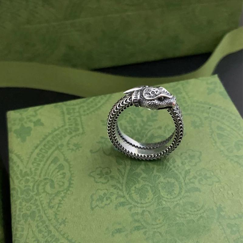 

Cluster Rings S925 Sterling Silver For Men And Women, Vintage Ring, Snake Head Exquisite Party Gift, Golden;silver