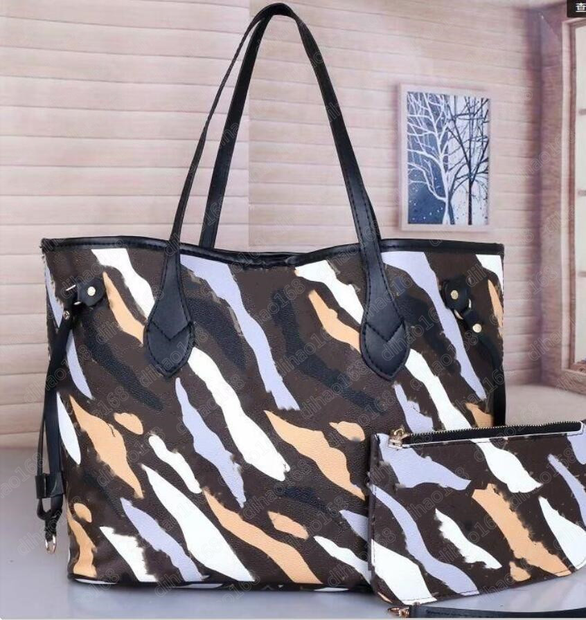 

Women Luxurys Designers Handbags 2pcs Set Top Quality Pu Shoulder Bags Ladies Waist Lady Clutch Purse Fashion Bag, Card old flower with box