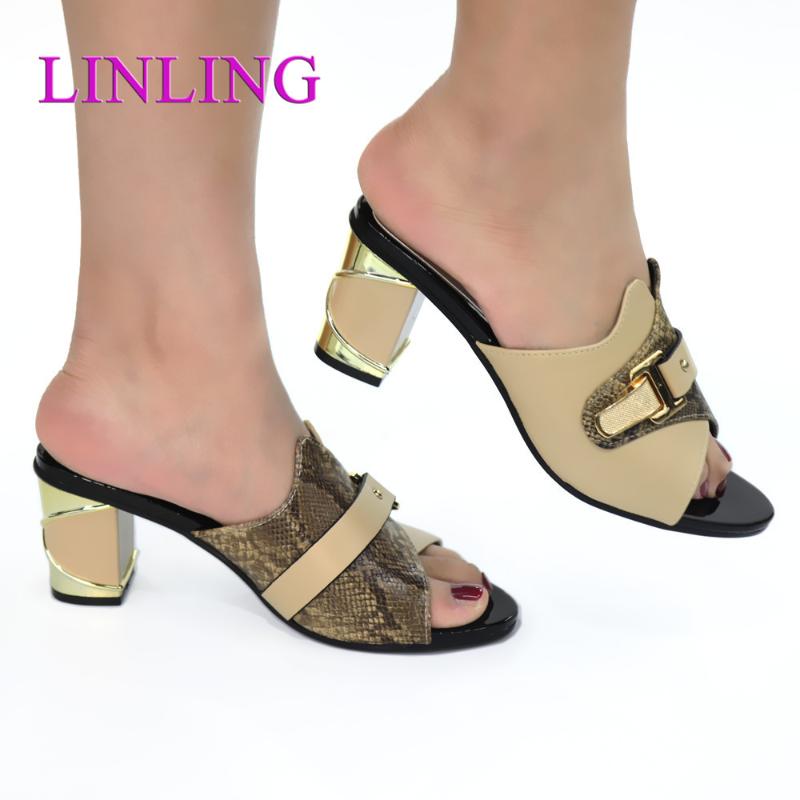 

Dress Shoes 2021 Design African Lady Slippers Summer Low Heels Women Elegant Italian Sandals Pumps For Wedding, Black