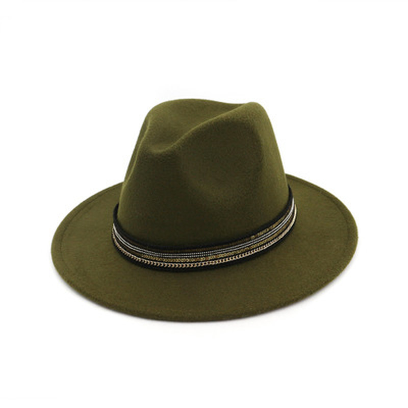 

2021 Felted Band Casual Vintage Fedora Church Es for Green Black Winter Women Hats New Jazz Cap Men 0w1x, Red
