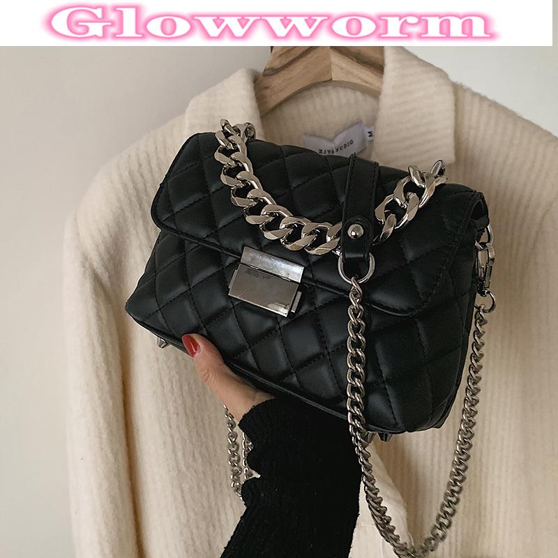 

Lattice Square Tote bag 2021 Fashion New High-quality PU Leather Women's Designer Handbag Chain Shoulder Messenger Bag Purses, Black