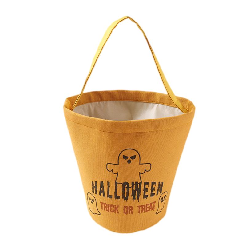 

Gift Wrap Candy Bucket Trick Or Treat Bags Ghost Printing Cotton Storage Tote Bag
