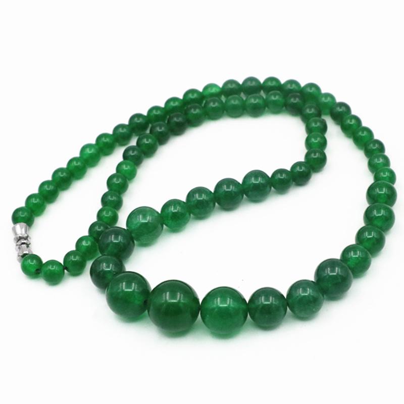 Pendant Necklaces Trendy Women Necklace Natural Stone Beads Strand Choker Green Chalcedony Round 6-14mm Tower Chain Jewelry 18inch A65-image-706610744
