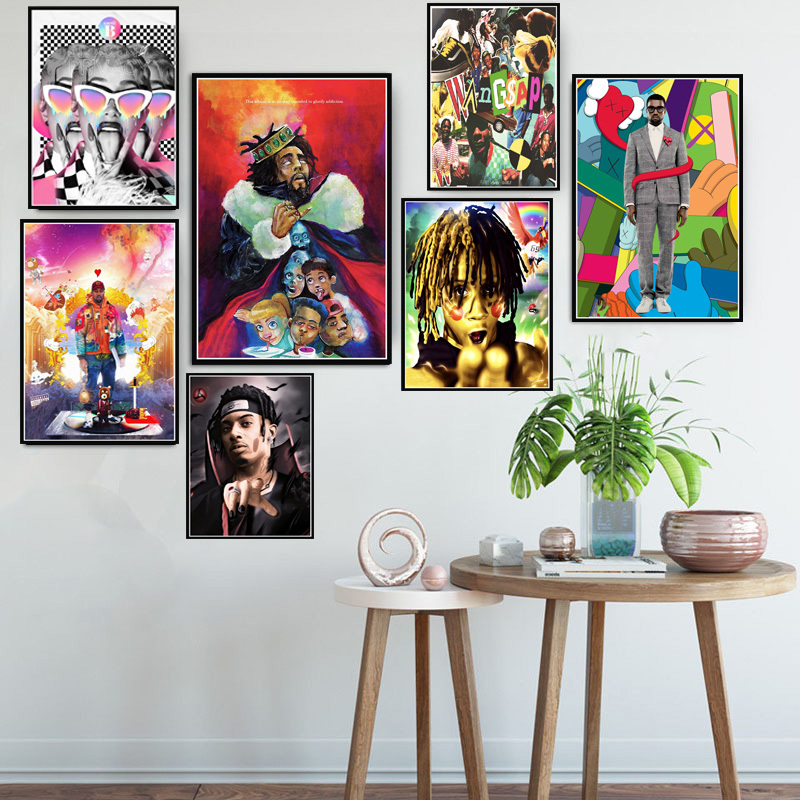 

Poster And Prints Trippie Redd J cole Kanye West Rapper Music Star Anime Painting Art Wall Pictures Home Decor quadro cuadros C0228