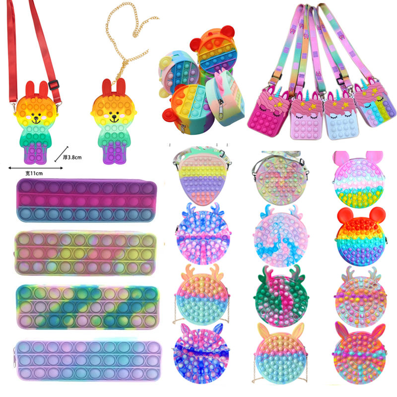 

DHL Fidget Toys Sensory Fashion Bag kid Push Bubble Rainbow Anti Stress Educational Children And Adults Decompression Toy-