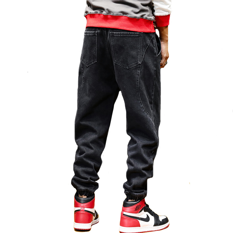 

2021 New Fashion Streetwear Men Jeans Loose Fit Plus Size 28-44 Spliced Designer Denim Cargo Pants Hip Hop Joggers Veet Warm Trousers K6l5, Retro blue