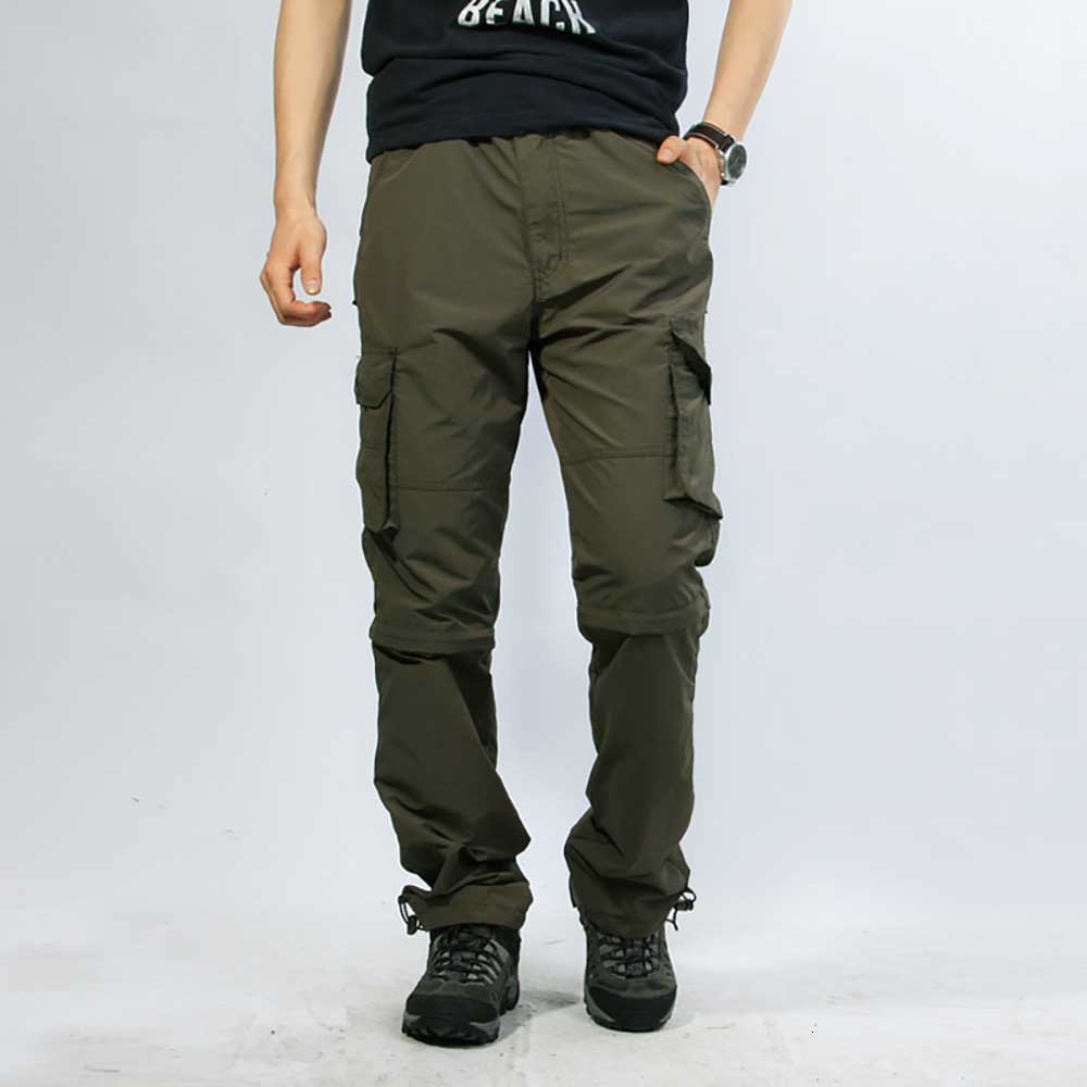 

2021 New Cargo in Fashions Casual Deployable Leg Detachable Pockets Military-style Tactical Pants Will See Men's Clothes 1nab, Army gray